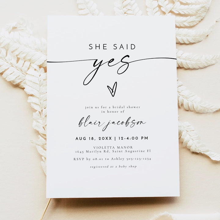 BLAIR She Said Yes Modern Engagement Party Invitation
