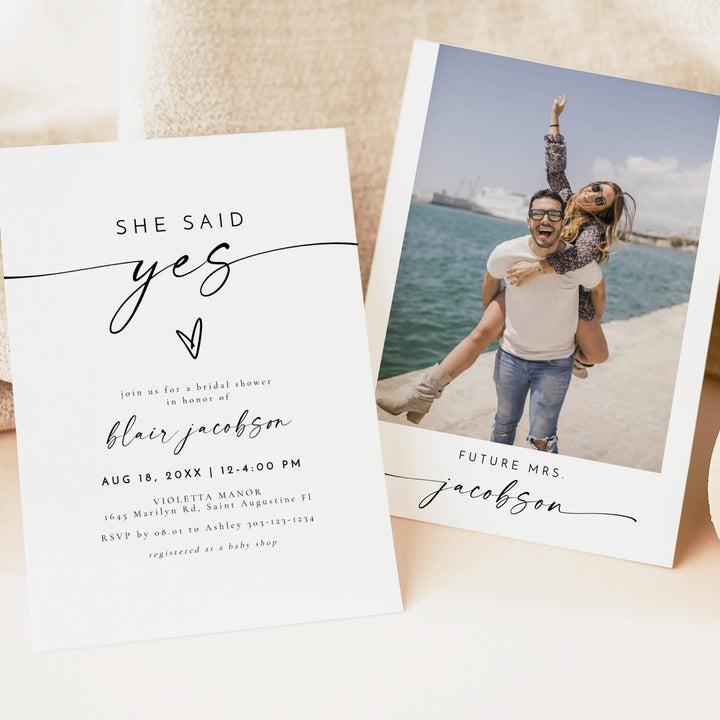 BLAIR She Said Yes Modern Engagement Party Invitation