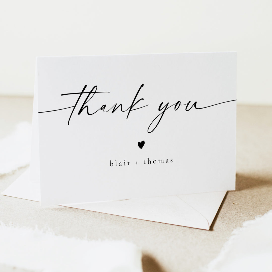 BLAIR Black & White Modern Minimalist Oh Baby Baby Shower Thank You Cards