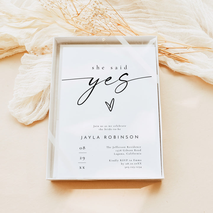 BLAIR She Said Yes Modern Minimalist Engagement Party Invitation