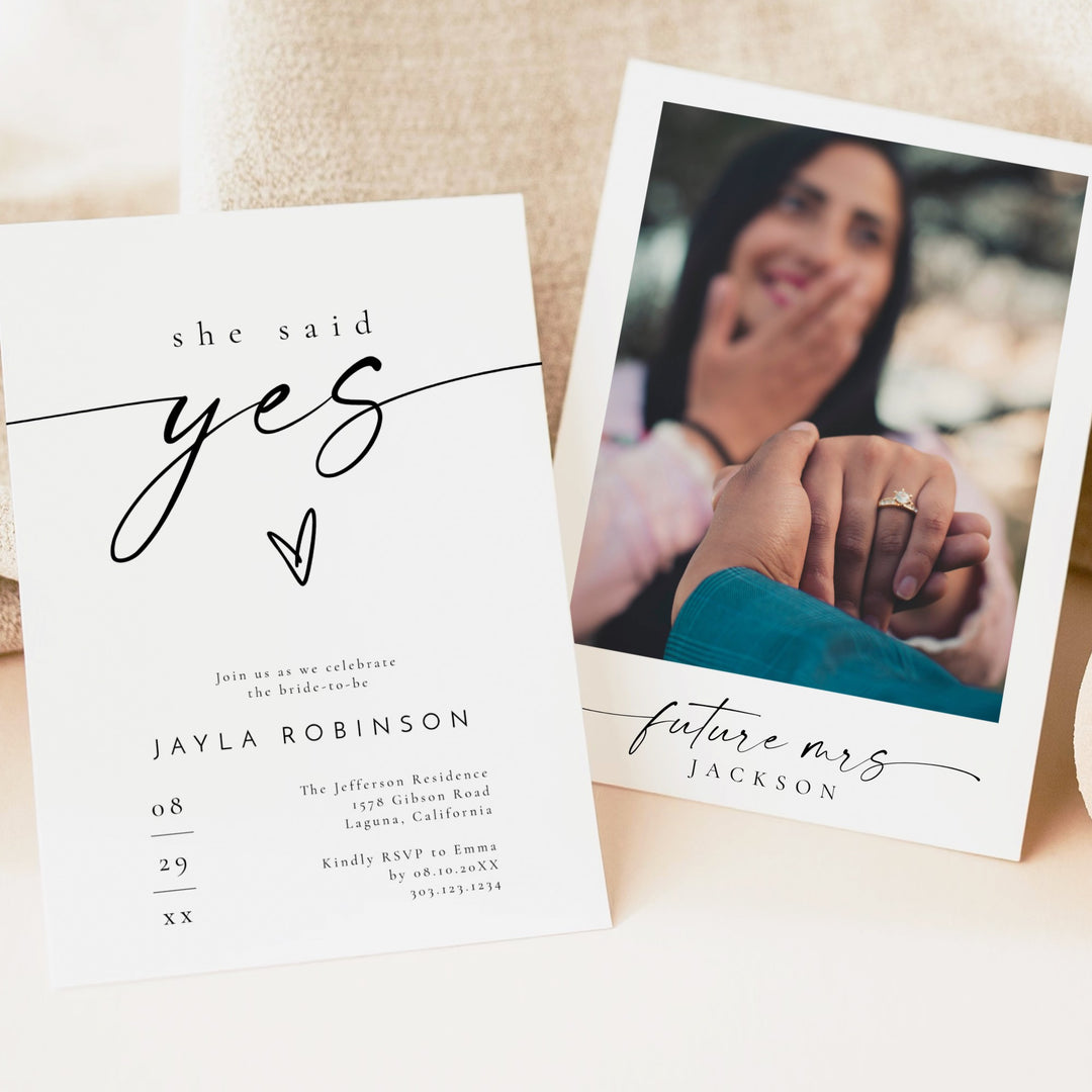 BLAIR She Said Yes Modern Minimalist Engagement Party Invitation