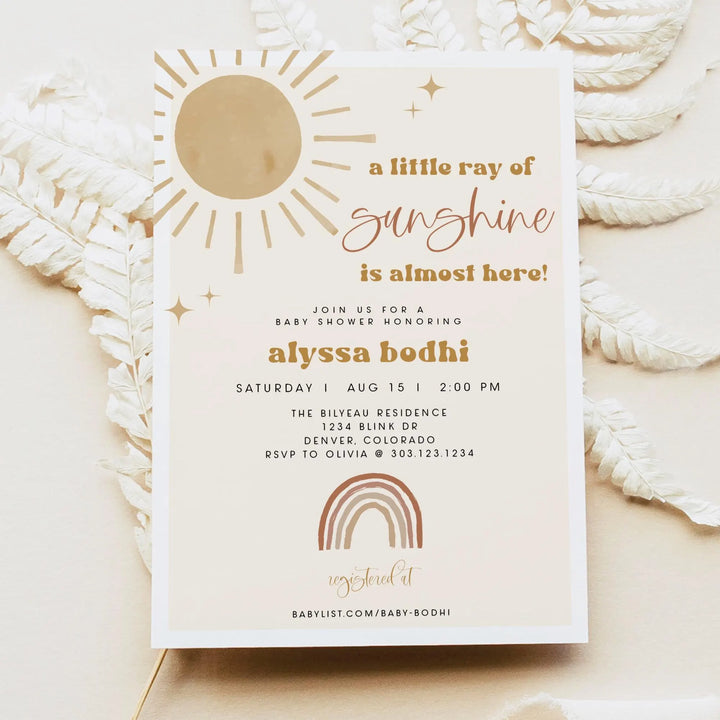 BODHI Ray of Sunshine Boho Baby Shower Invitation Suite