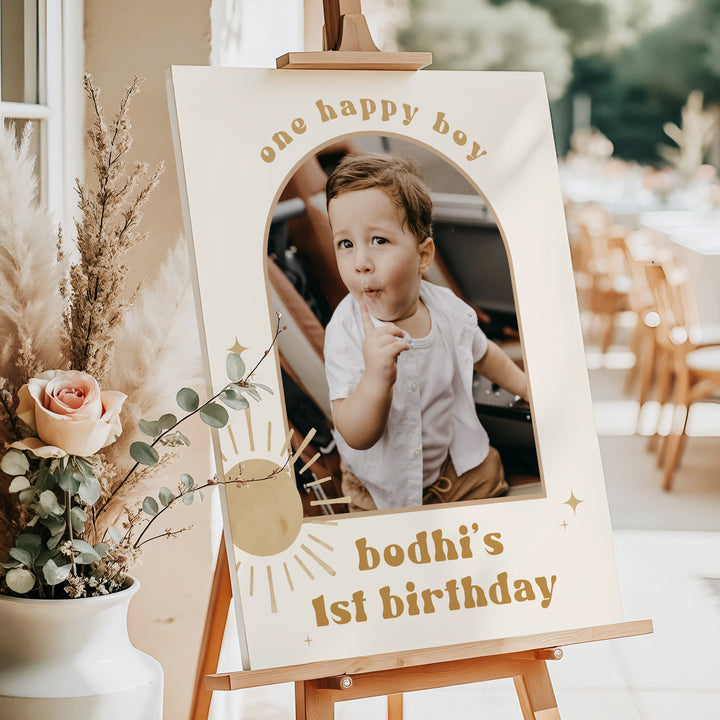 BODHI One Happy Boy Retro Boho Sun First Birthday Party Welcome Sign