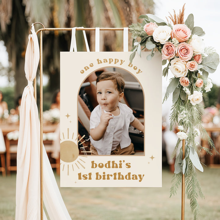 BODHI One Happy Boy Retro Boho Sun First Birthday Party Welcome Sign
