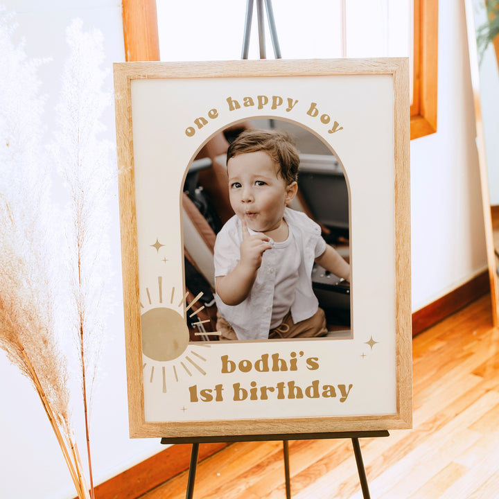 BODHI One Happy Boy Retro Boho Sun First Birthday Party Welcome Sign