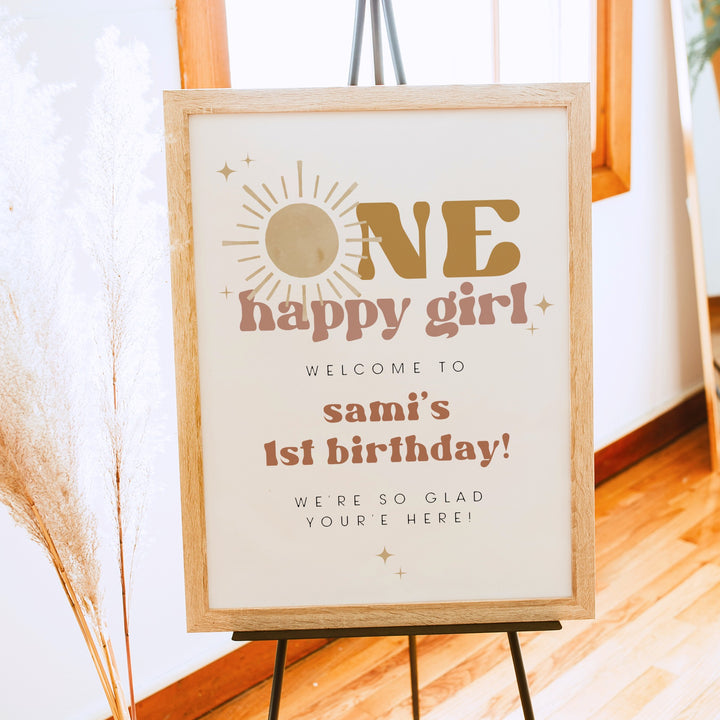 BODHI One Happy Girl Retro Boho Sun First Birthday Welcome Sign