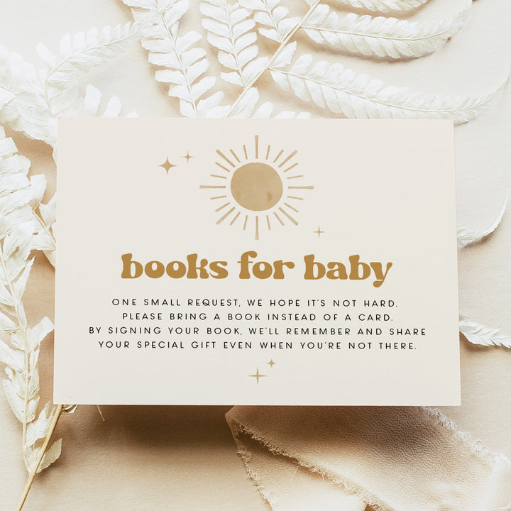 BODHI Boho Sun Baby Shower Books for Baby Insert Card