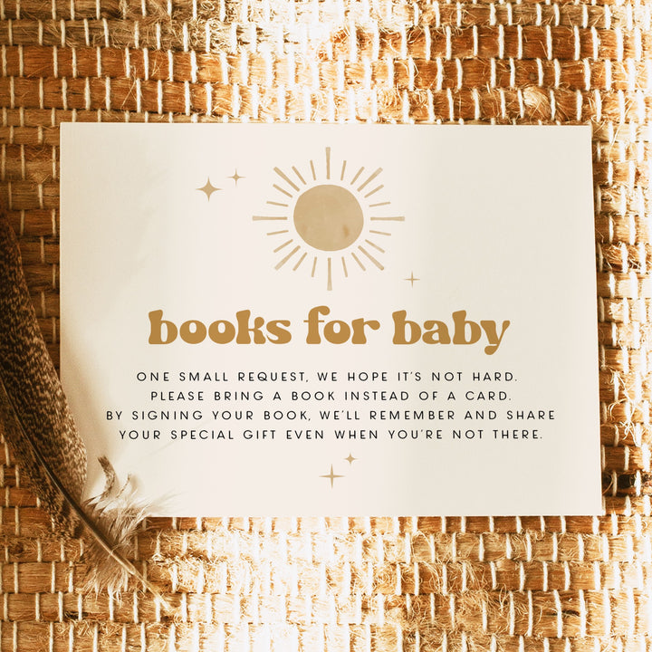 BODHI Boho Sun Baby Shower Books for Baby Insert Card