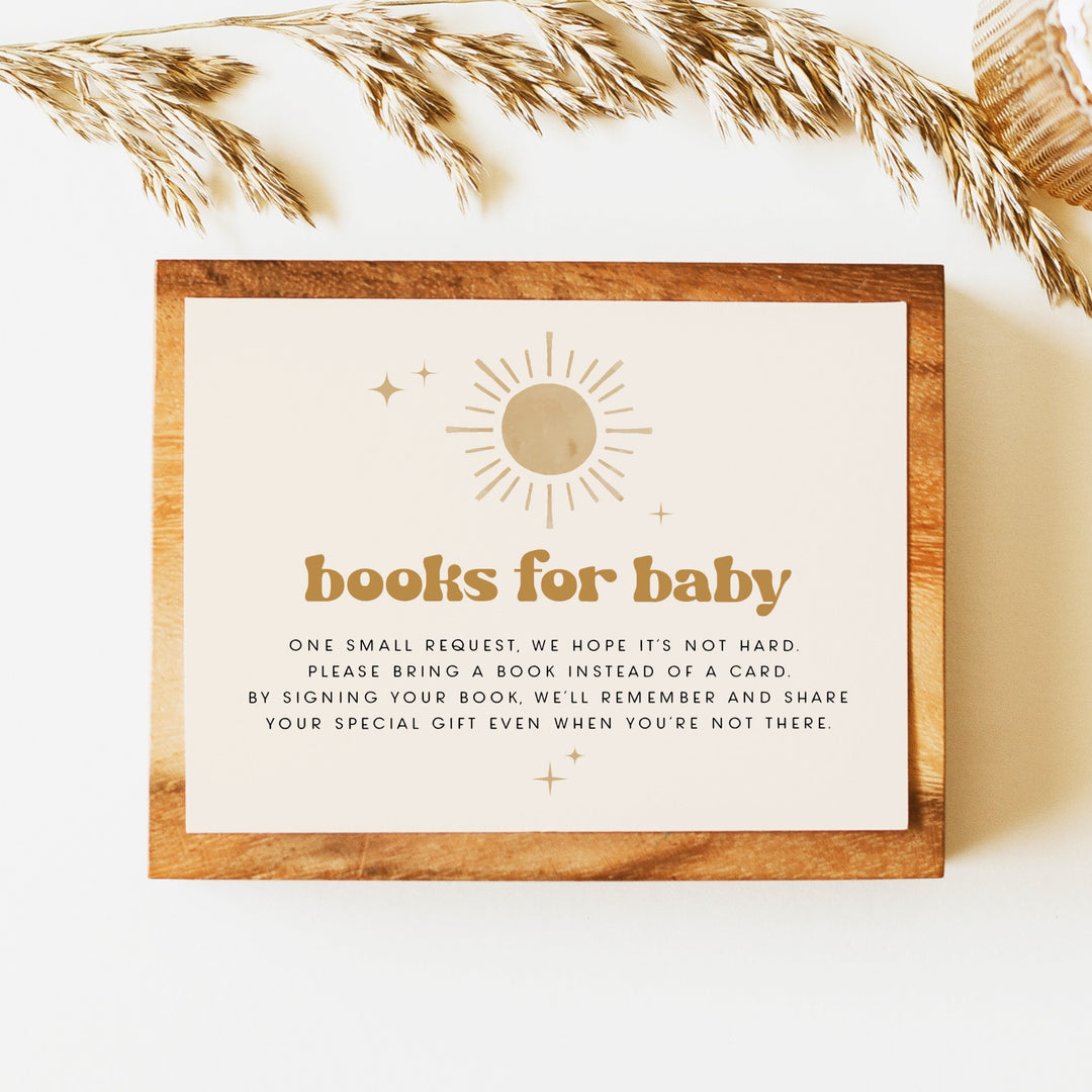 BODHI Boho Sun Baby Shower Books for Baby Insert Card