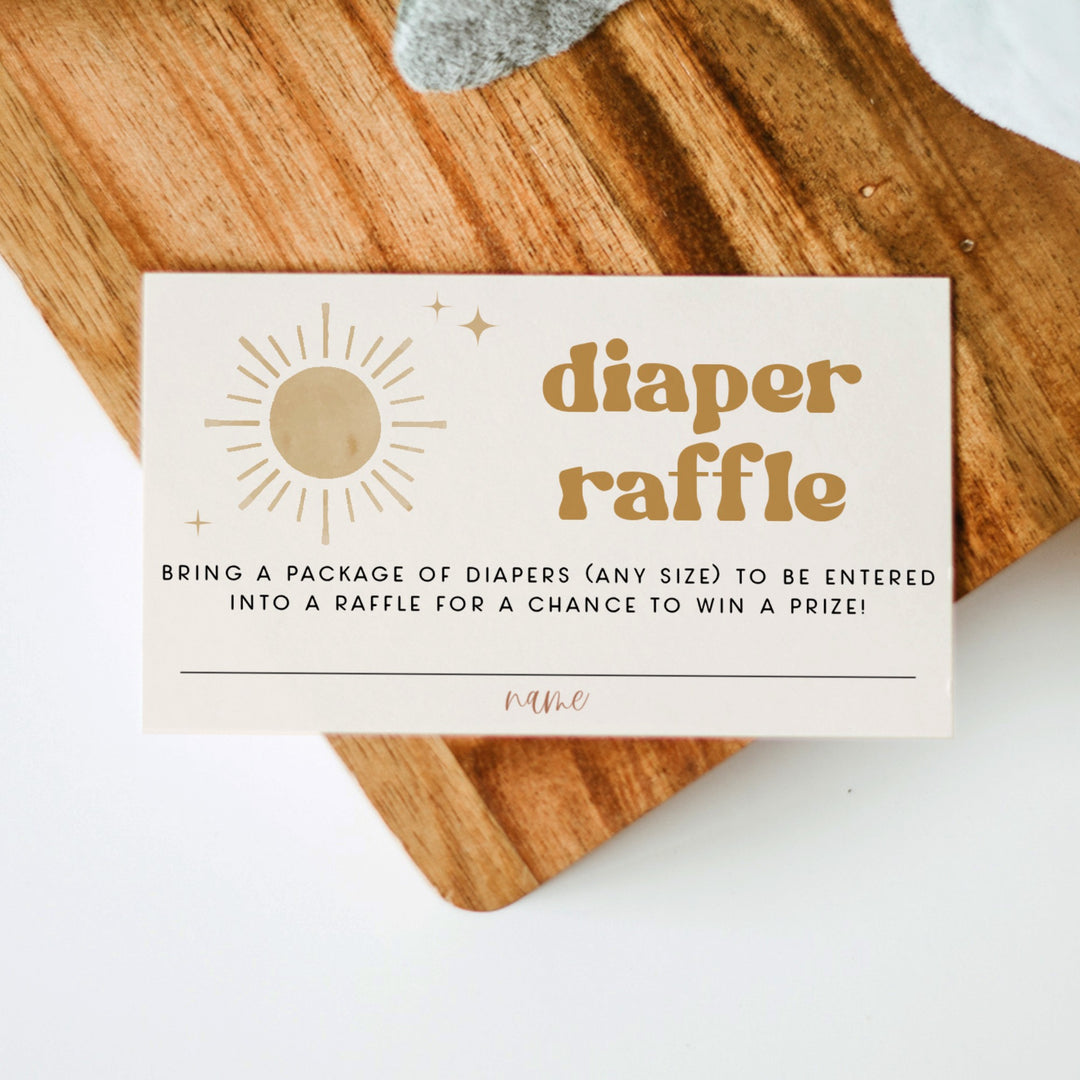 BODHI Bohemian Sun Baby Shower Diaper Raffle Tickets