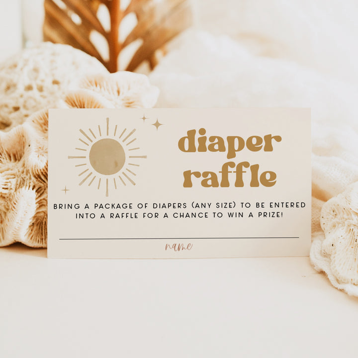 BODHI Bohemian Sun Baby Shower Diaper Raffle Tickets