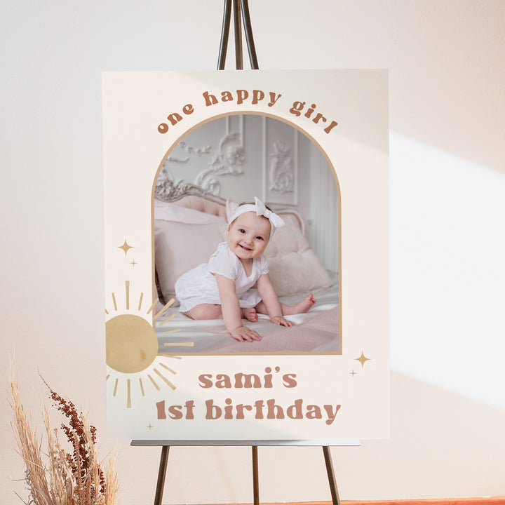 BODHI One Happy Girl Retro Boho Sun First Birthday Party Welcome Sign