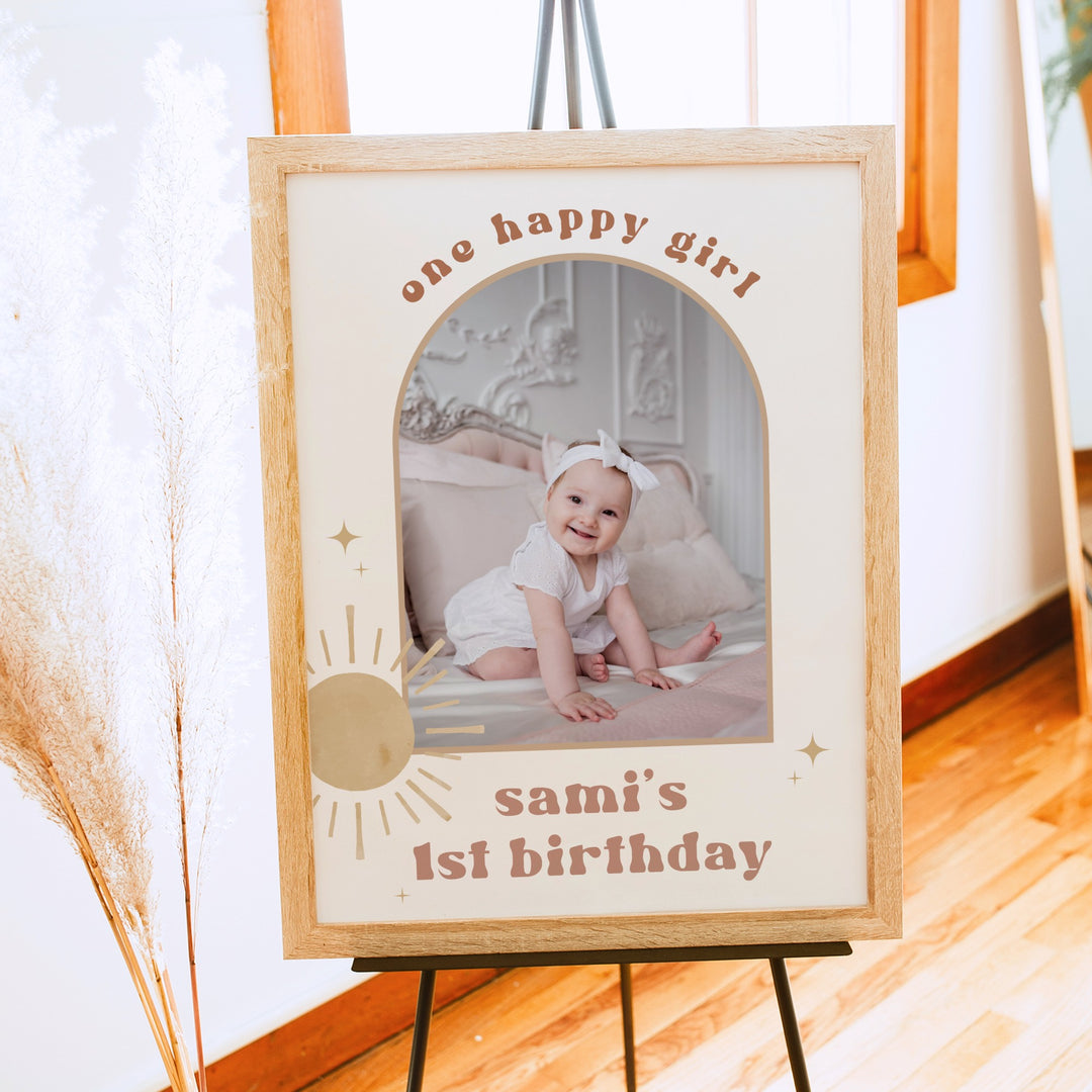 BODHI One Happy Girl Retro Boho Sun First Birthday Party Welcome Sign