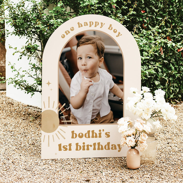 BODHI One Happy Boy Retro Boho Sun First Birthday Party Welcome Sign