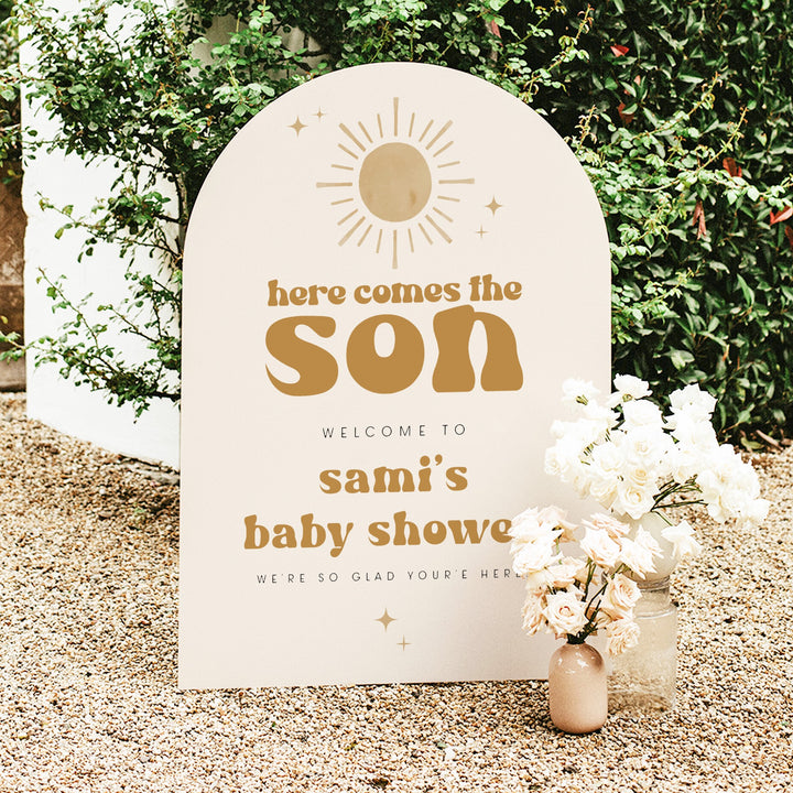 BODHI Here Comes the Son Retro Boho Sun Baby Shower Welcome Sign