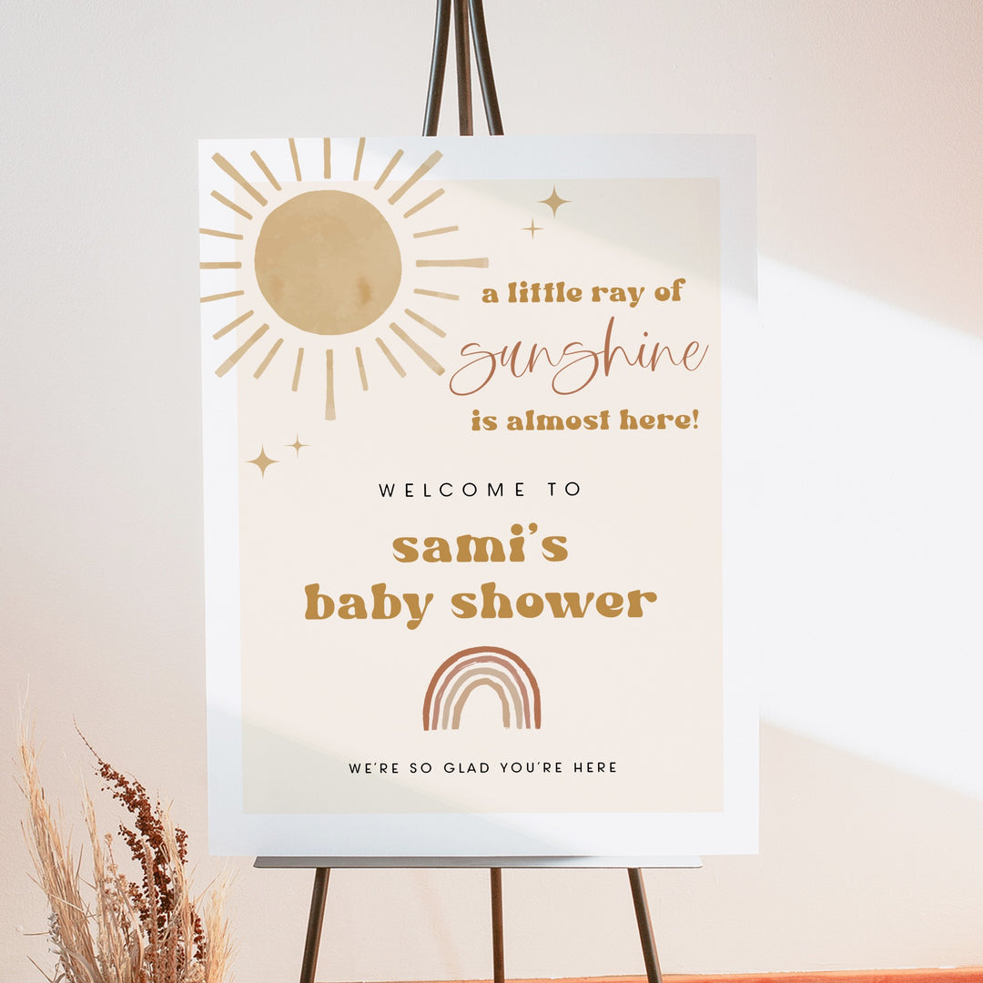 BODHI Ray of Sunshine Boho Sun & Rainbow Baby Shower Welcome Sign