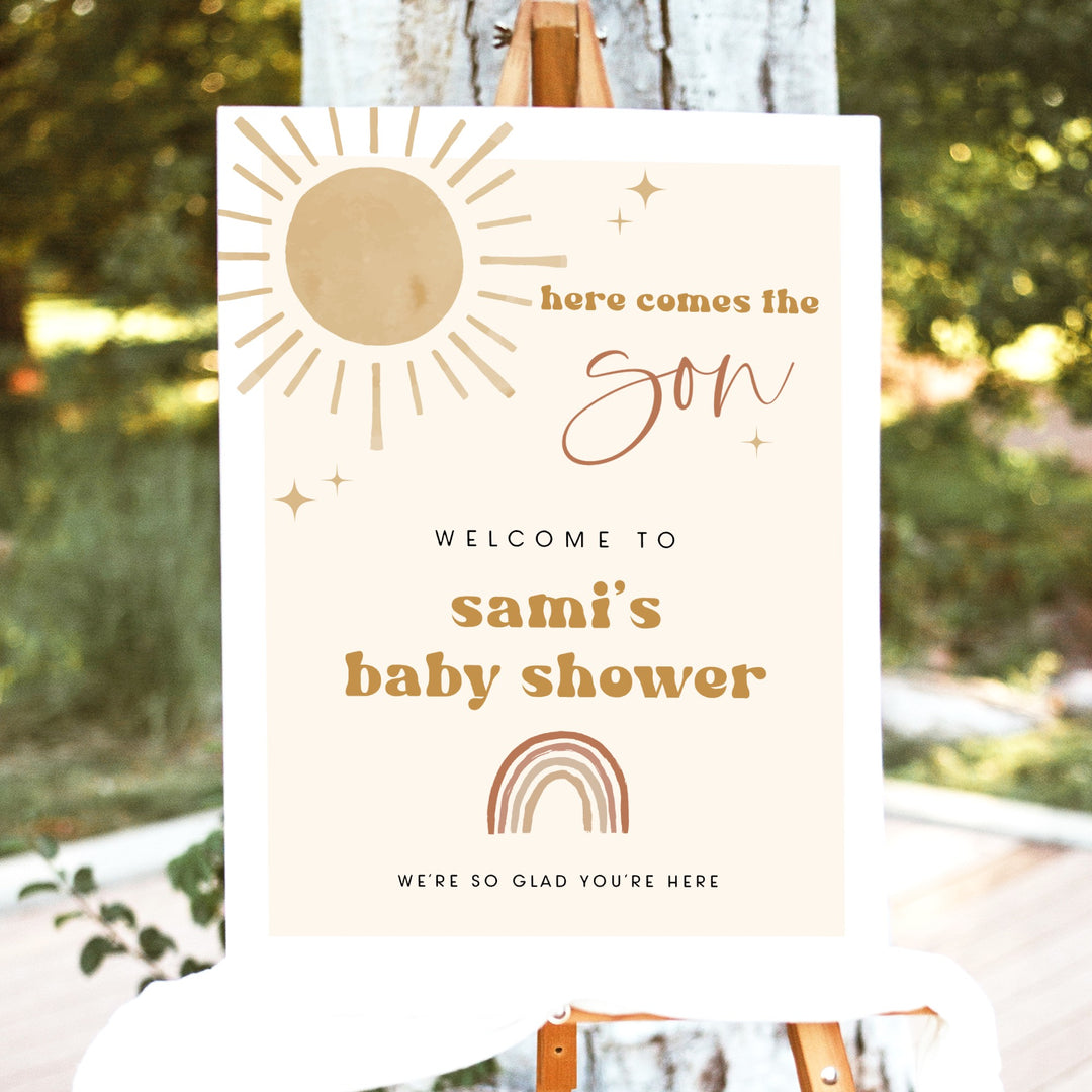 BODHI Here Comes the Son Boho Sun Baby Shower Welcome Sign