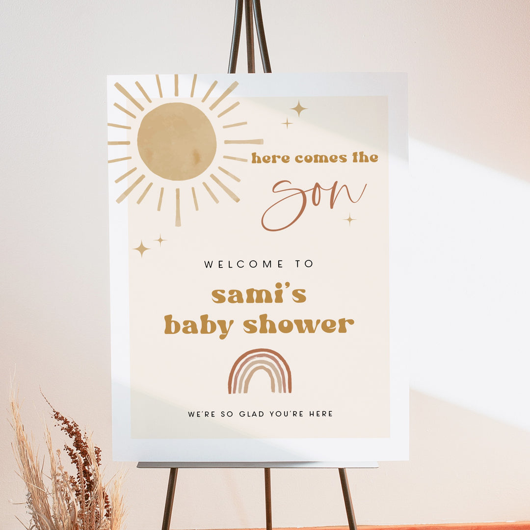 BODHI Here Comes the Son Boho Sun Baby Shower Welcome Sign