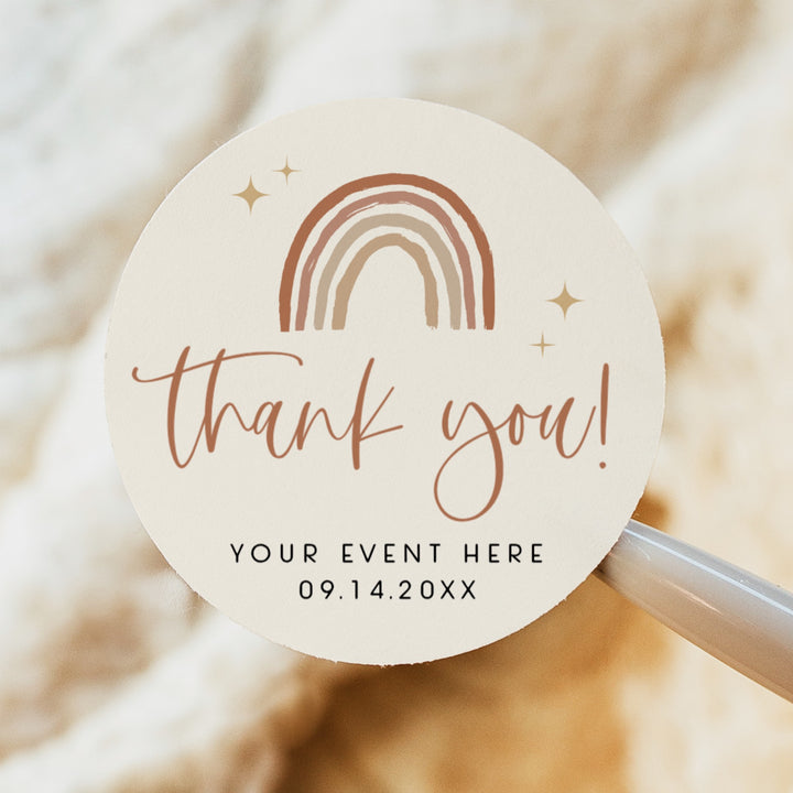 BODHI Retro Boho Rainbow Round Thank You Gift Stickers