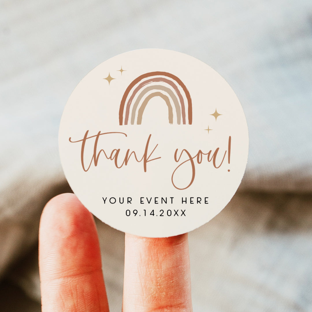 BODHI Retro Boho Rainbow Round Thank You Gift Stickers