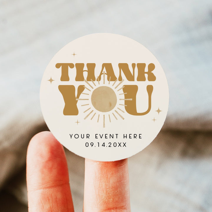BODHI Retro Boho Sunshine Round Thank You Gift Stickers
