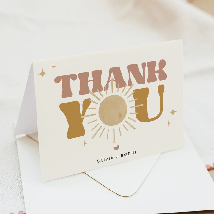 BODHI Girl Boho Sun Personalized Thank You Cards