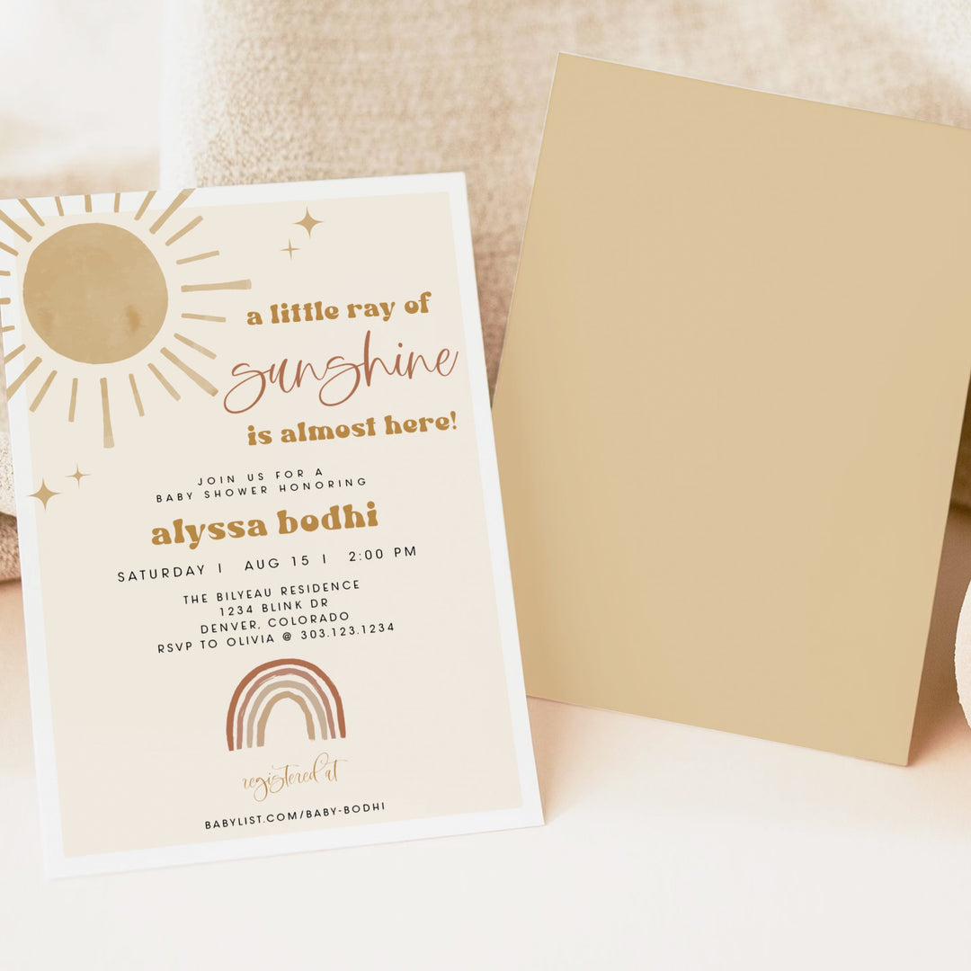 BODHI Little Ray of Sunshine Boho Baby Shower Invitation