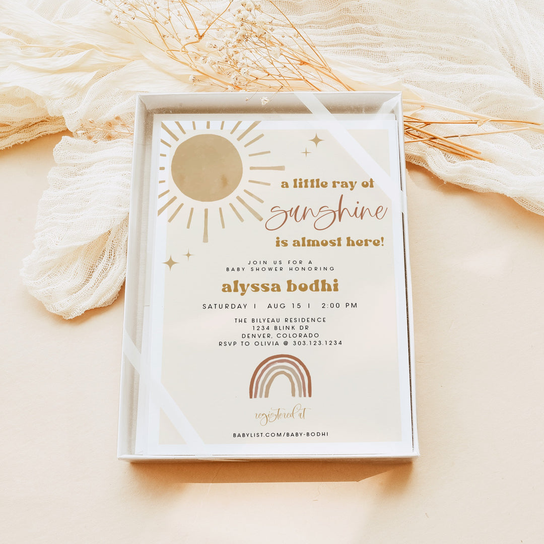 BODHI Little Ray of Sunshine Boho Baby Shower Invitation
