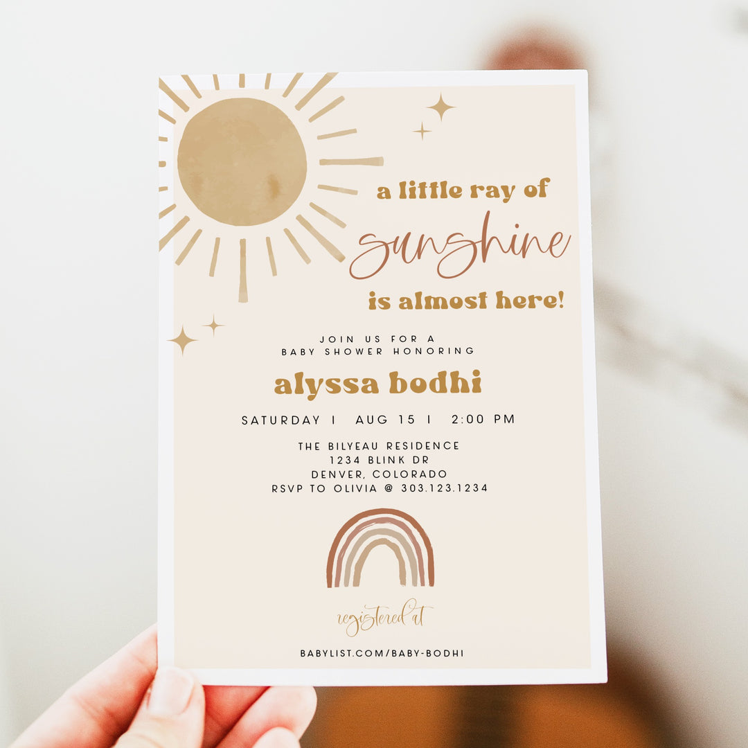 BODHI Little Ray of Sunshine Boho Baby Shower Invitation