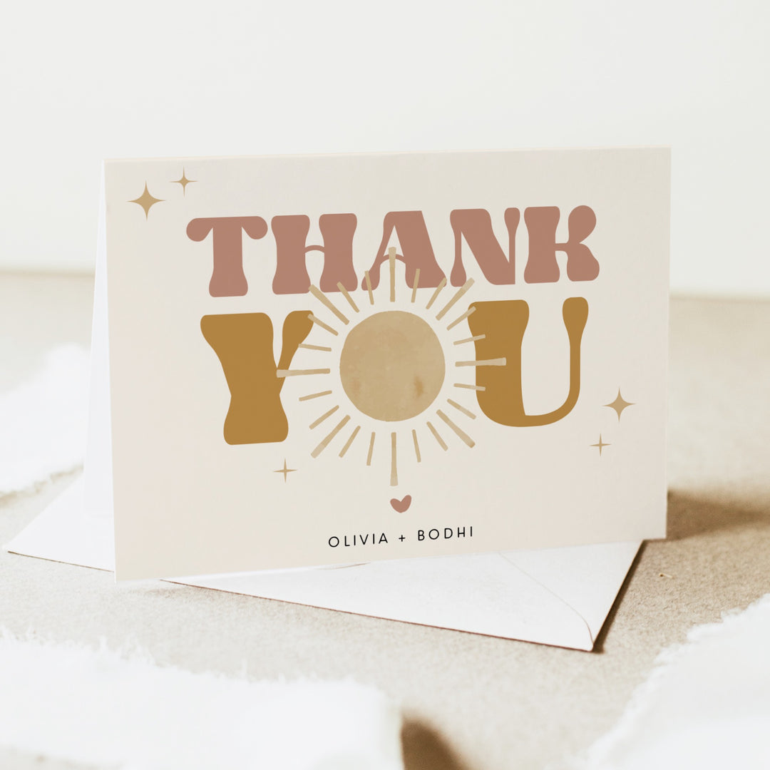 BODHI Girl Boho Sun Personalized Thank You Cards