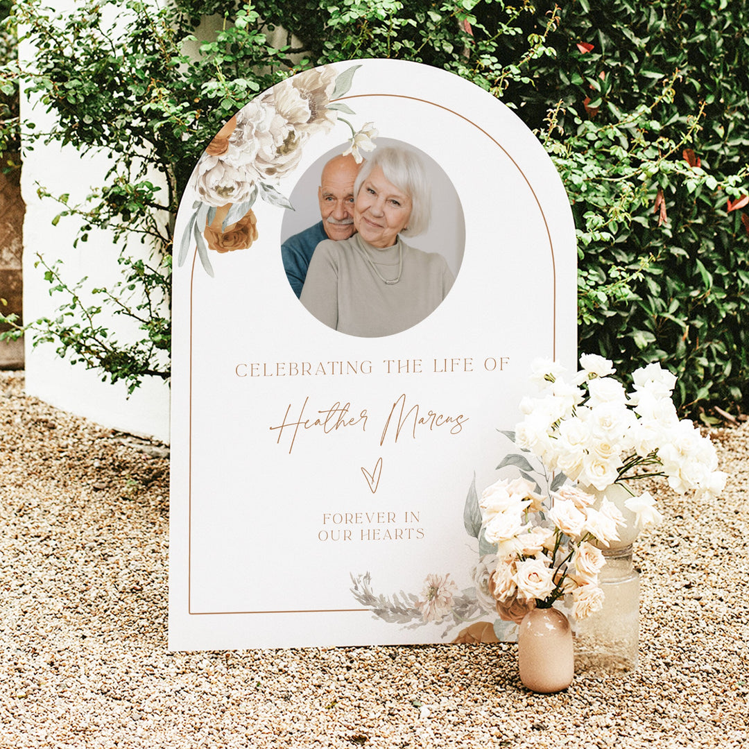 BOHEME Celebration of Life Black & White Memorial Funeral Welcome Sign