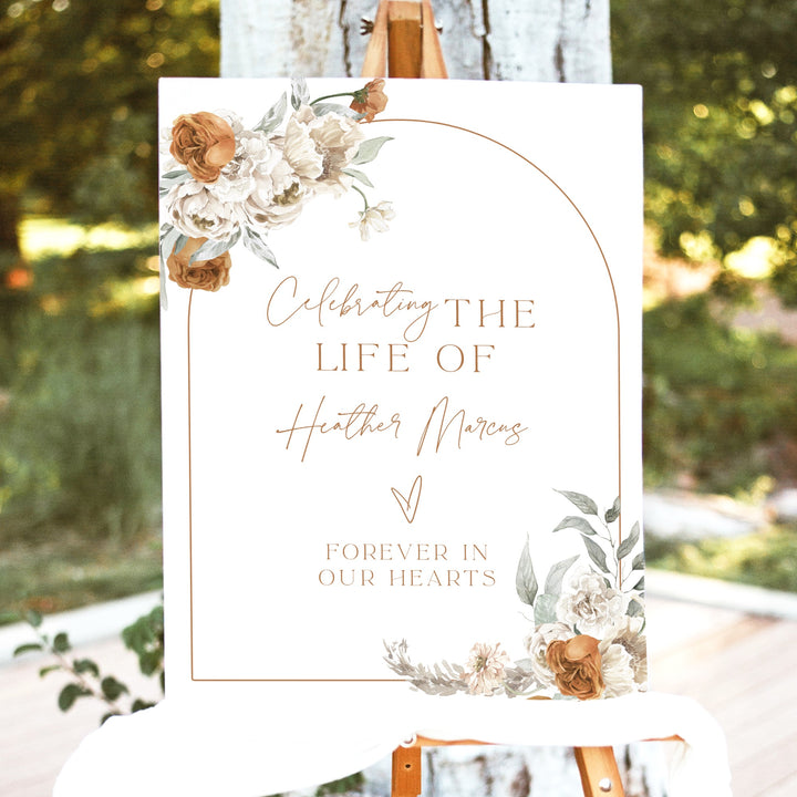 BOHEME Celebration of Life Black & White Memorial Funeral Welcome Sign