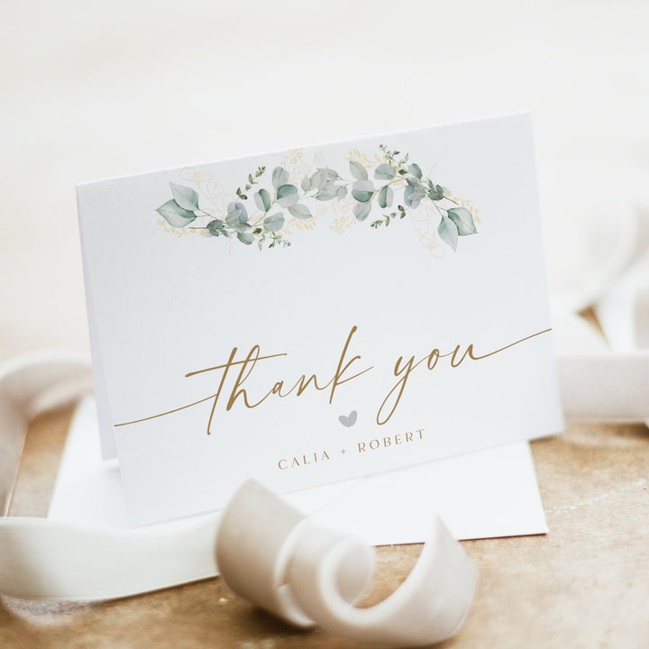 CALIA Sweet Greenery & Gold Elegant Baby Shower Invitation Set