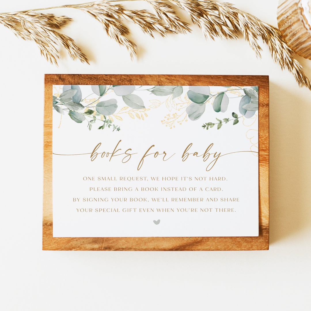 CALIA Greenery & Gold Elegant Books for Baby Card