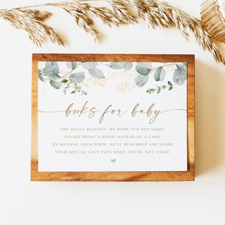 CALIA Greenery & Gold Elegant Books for Baby Card
