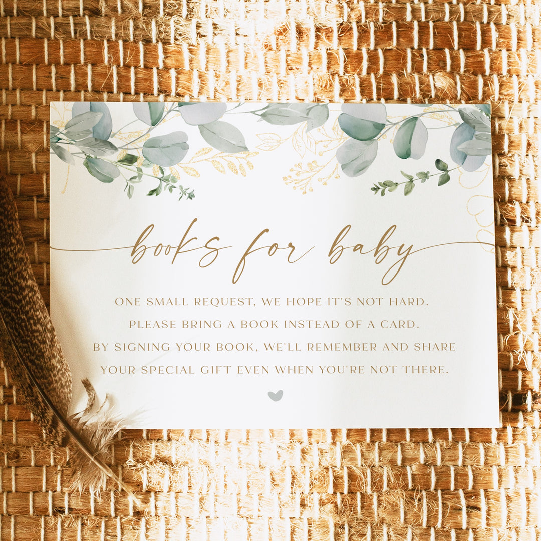 CALIA Greenery & Gold Elegant Books for Baby Card