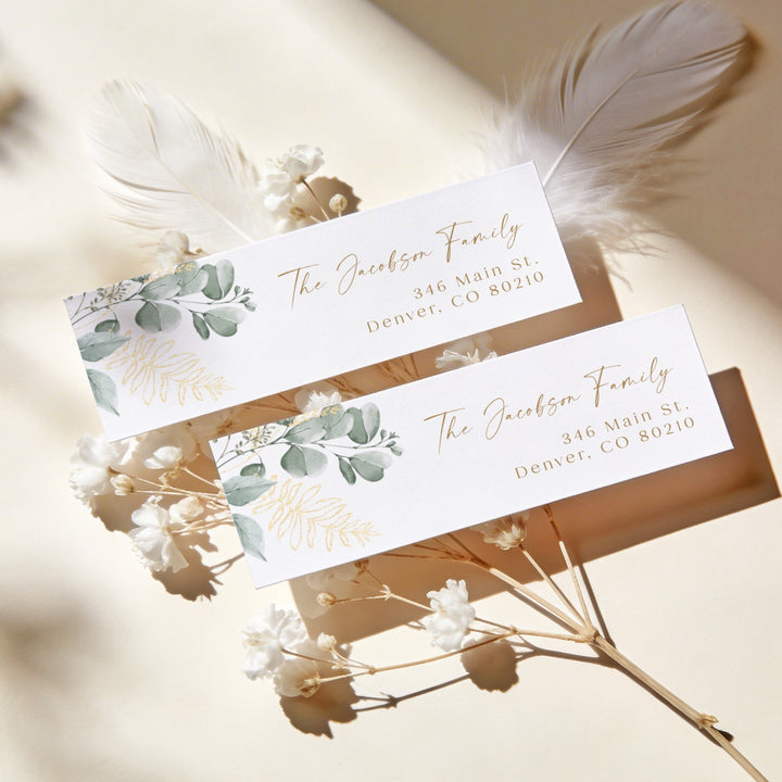 CALIA Greenery & Gold Elegant Return Address Label