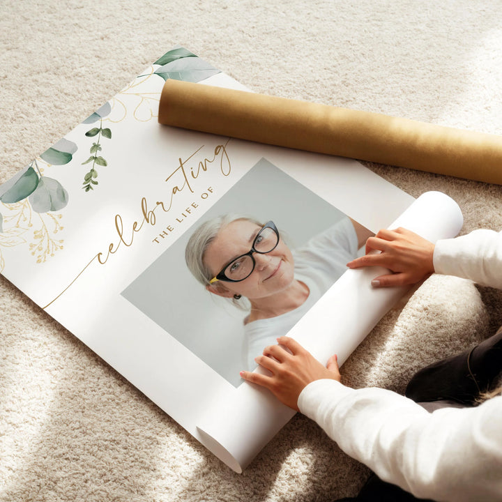 CALIA In Loving Memory Greenery Memorial Funeral Welcome Sign