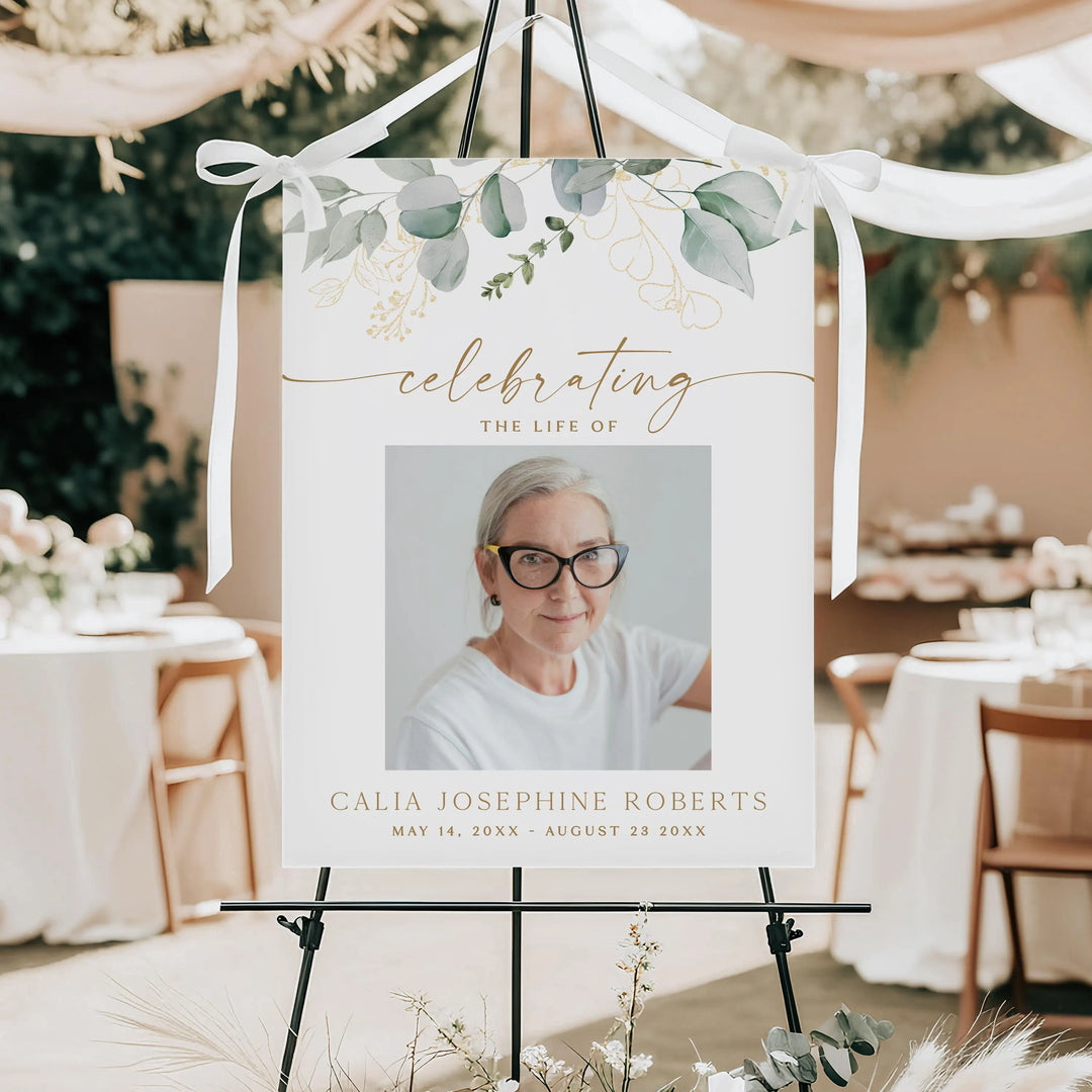 CALIA In Loving Memory Greenery Memorial Funeral Welcome Sign