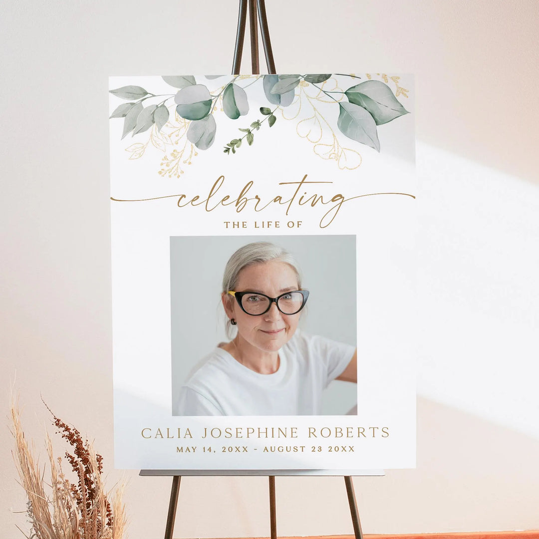 CALIA In Loving Memory Greenery Memorial Funeral Welcome Sign