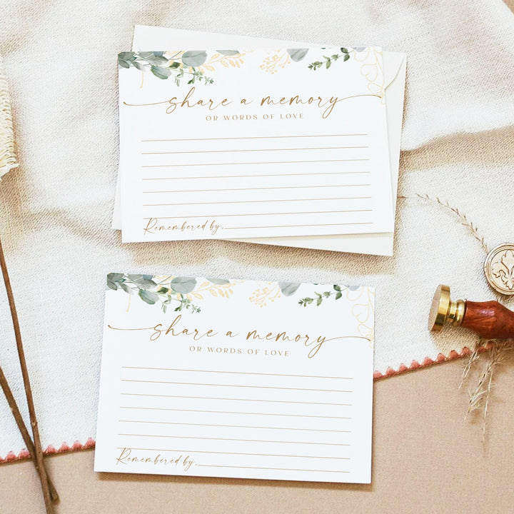 CALIA Greenery Elegant Share A Memory Funeral Card