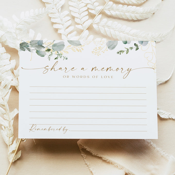 CALIA Greenery Elegant Share A Memory Funeral Card