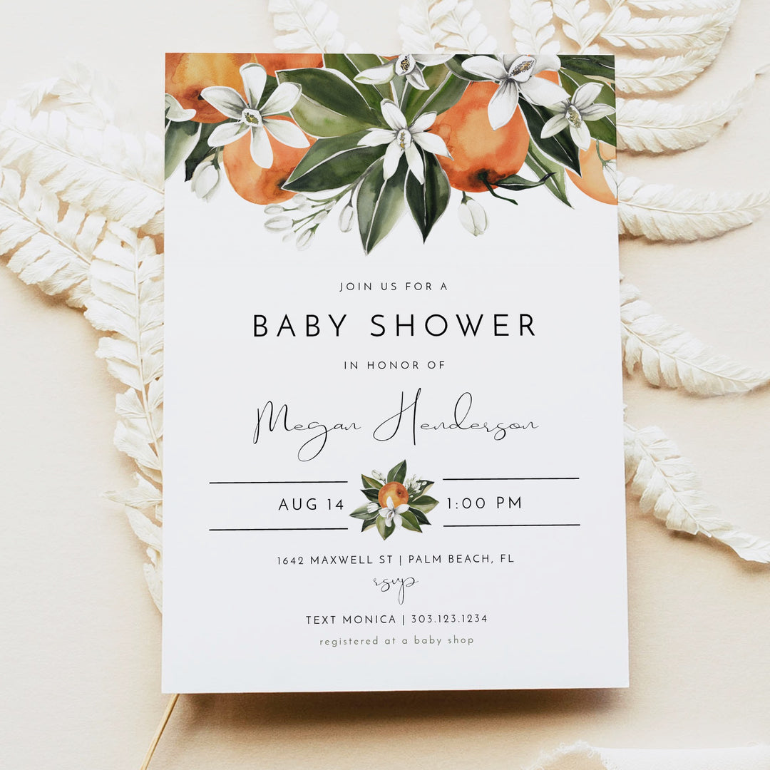 CALLIOPE Clementine Little Cutie On the Way Baby Shower Invitation Bundle