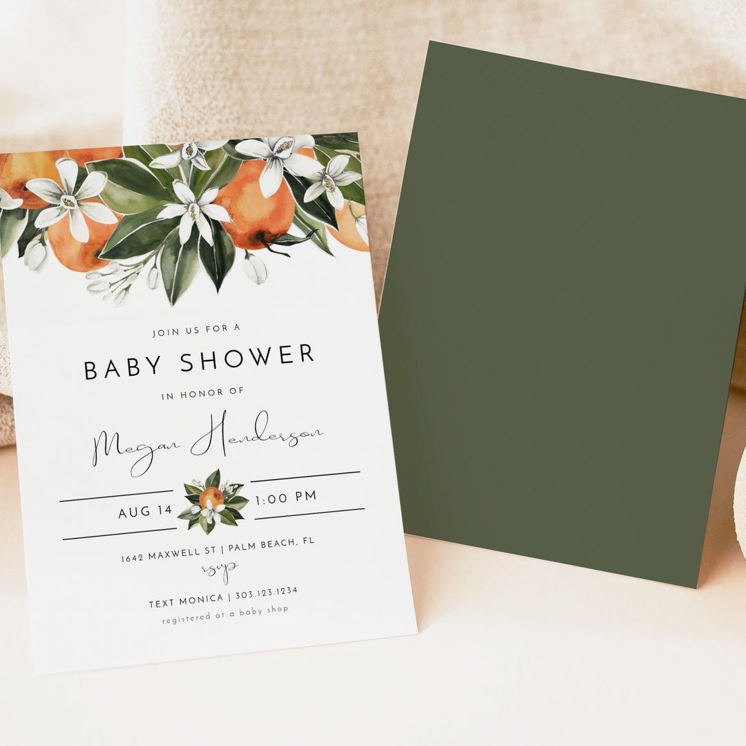 CALLIOPE Clementine Little Cutie On the Way Baby Shower Invitation Bundle