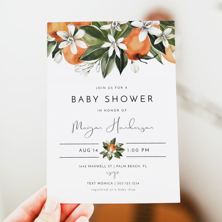 CALLIOPE Clementine Little Cutie On the Way Baby Shower Invitation Bundle