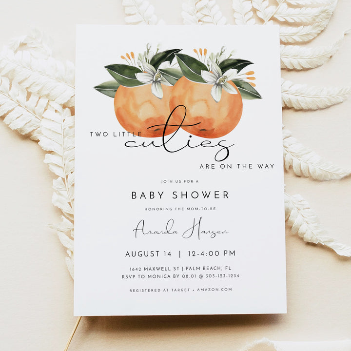 CALLIOPE Two Little Cuties On the Way Twin Baby Shower Invitation Bundle