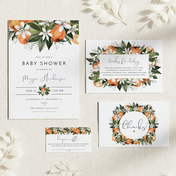 CALLIOPE Clementine Little Cutie On the Way Baby Shower Invitation Bundle