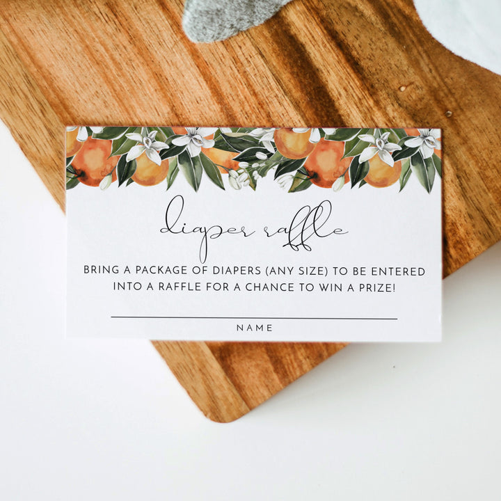 CALLIOPE Little Cutie On the Way Clementine Theme Baby Shower Diaper Raffle Card