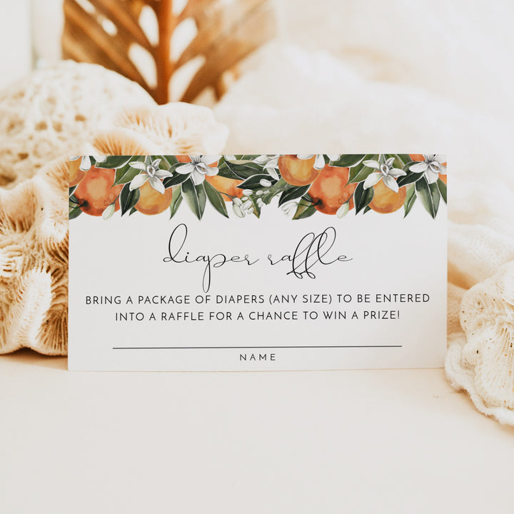 CALLIOPE Little Cutie On the Way Clementine Theme Baby Shower Diaper Raffle Card
