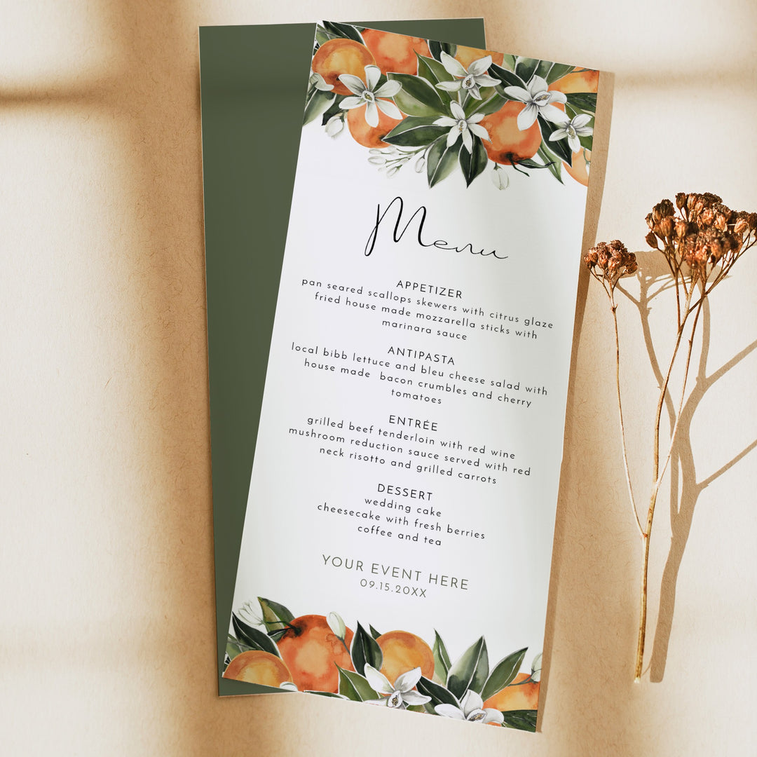 CALLIOPE Little Cutie On the Way Clementine Menu Cards